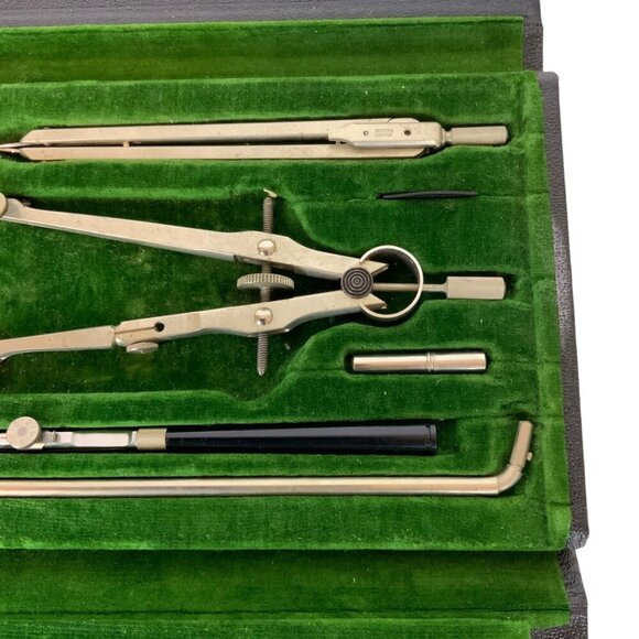 Vintage Dietzgen 1212 PJL Drafting Set Compass Leads & Accessories Black Case - Picture 6 of 8